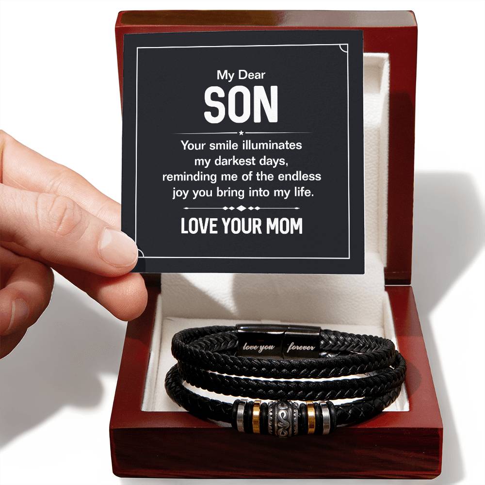 My Dear Son, You Smile Illuminates My Darkest Days - Love You Forever Bracelet