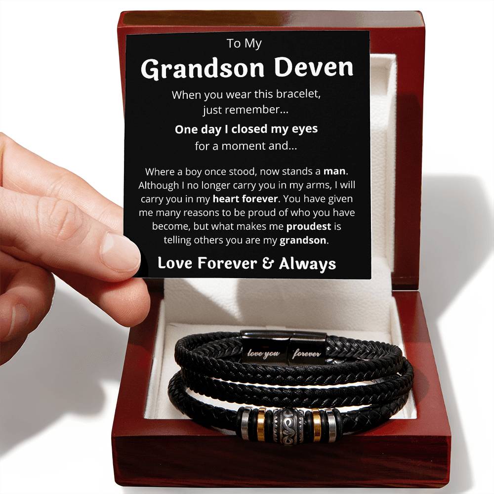To My Grandson Deven Bracelet - Love You Forever Bracelet