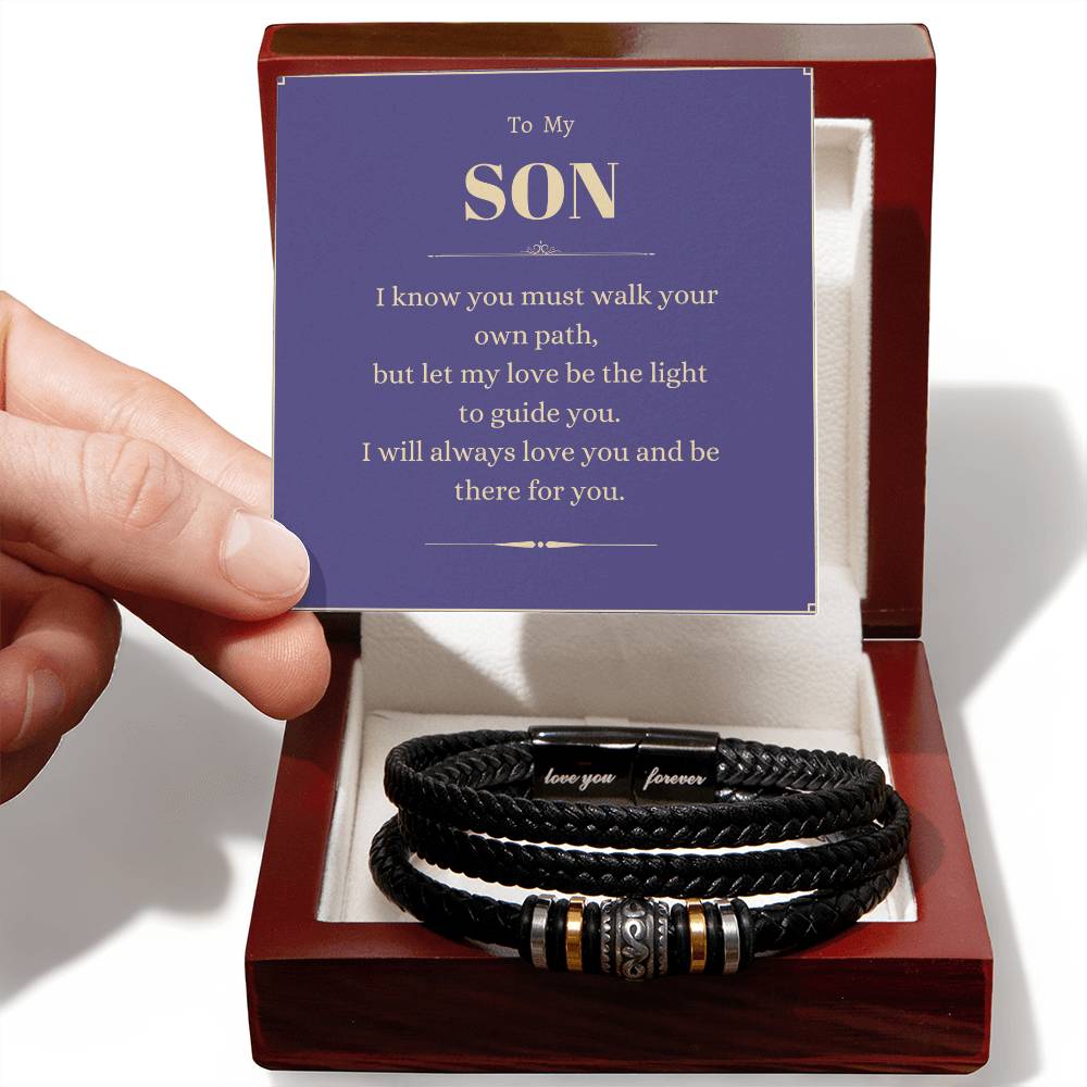 To My Son. Love You Forever Bracelet. To Son From Mom Or Dad. Birthday, Graduation, Christmas. Stainless Steel And Vegan Leather. - Love You Forever Bracelet