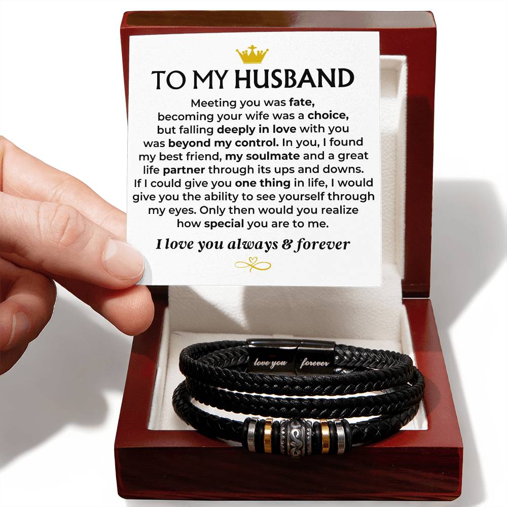 To My Husband Love You Forever Braided Bracelet Gift Set - Ss581 - Love You Forever Bracelet