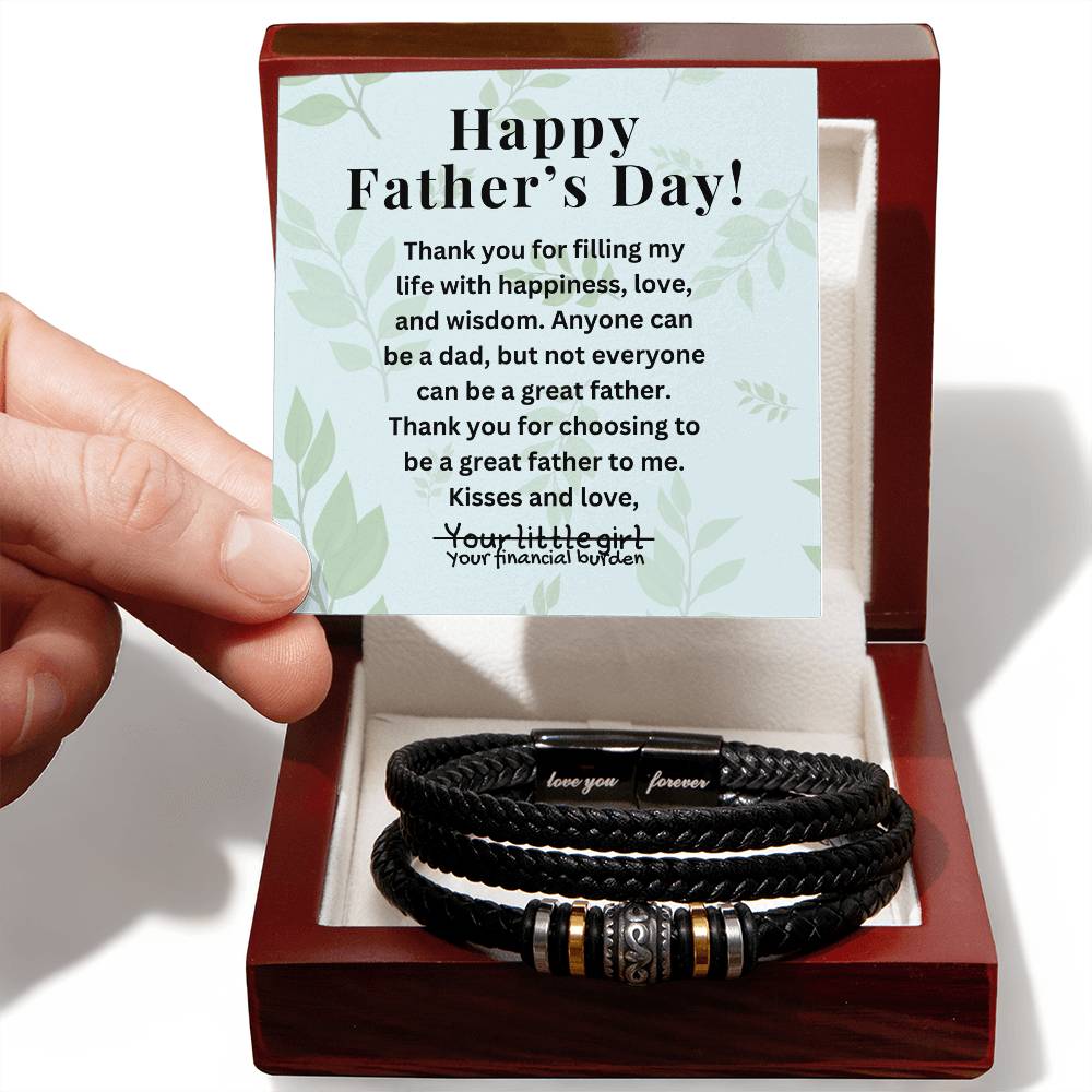 Engraved Men's Bracelet To Dad Funny Father's Day Gift From Daughter Engraved Jewelry For Him From Daughter Customize Message Card - Love You Forever Bracelet