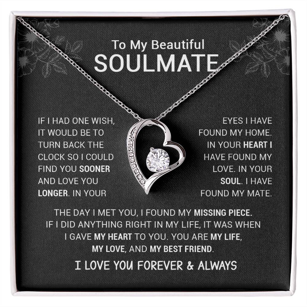 To My Beautiful Soulmate I Have Found My Mate Black Version Forever Love Necklace Forever Love Necklace