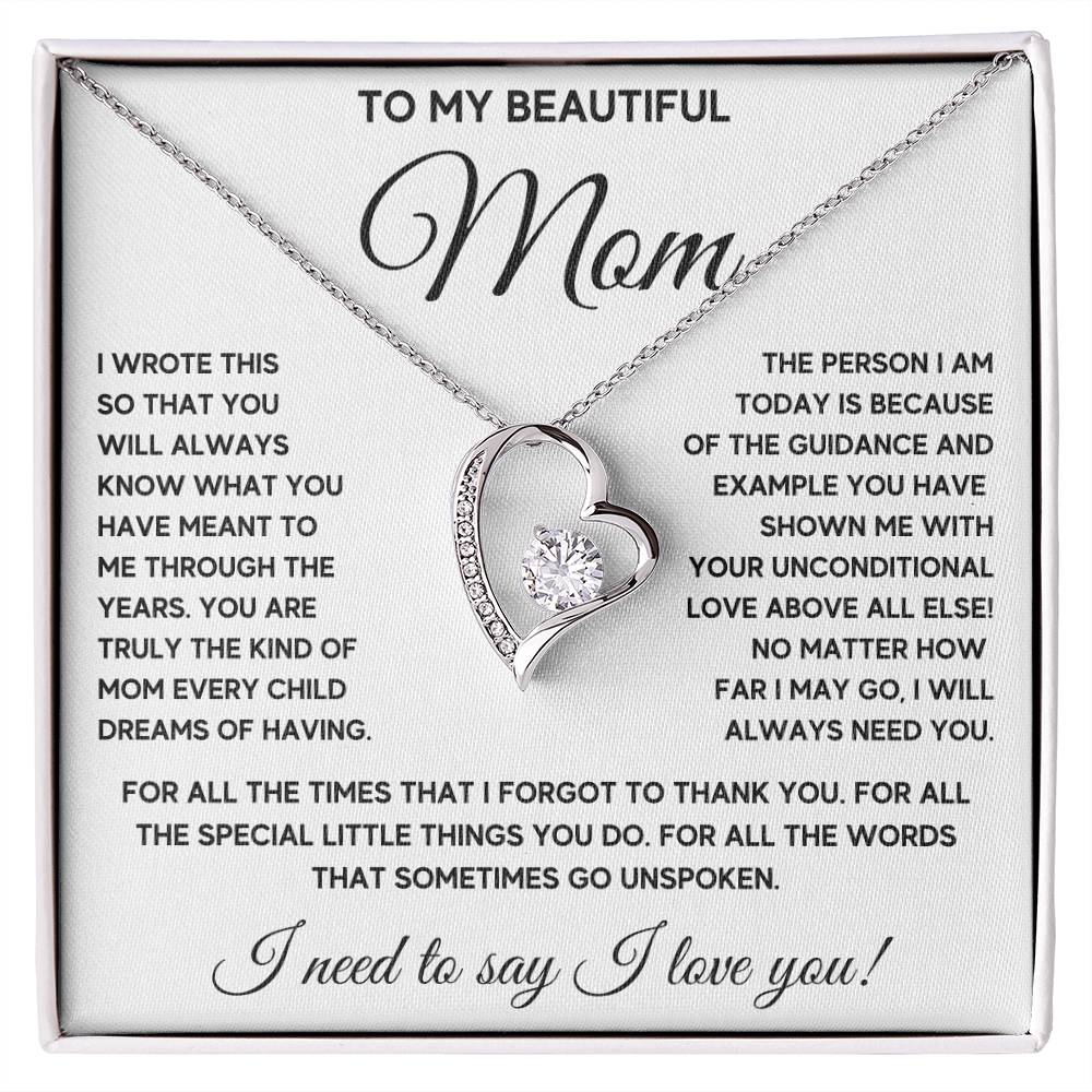 To My Mom Dreams Forever Love Necklace Gift Set Forever Love Necklace