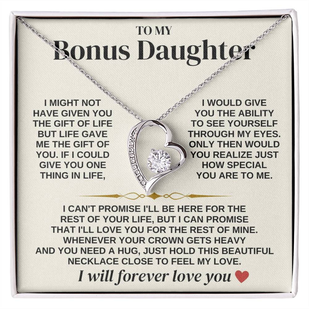 To My Bonus Daughter - Necklace Gift Set - Ss312 Forever Love Necklace