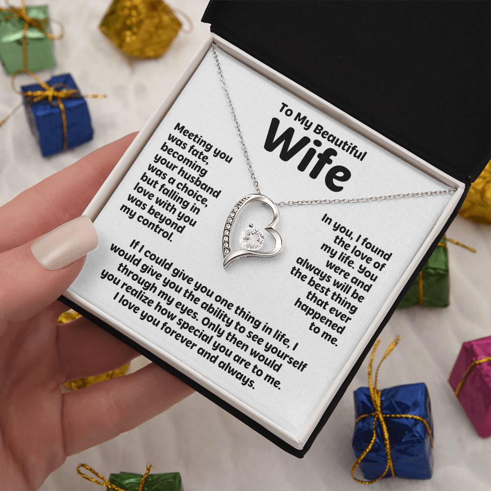 To My Beautiful Wife - Meeting You Was Fate - Forever Love Necklace