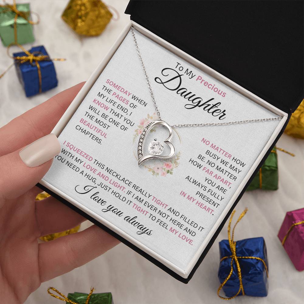 To My Daughter No Matter How Busy... Love You Heart Necklace Forever Love Necklace