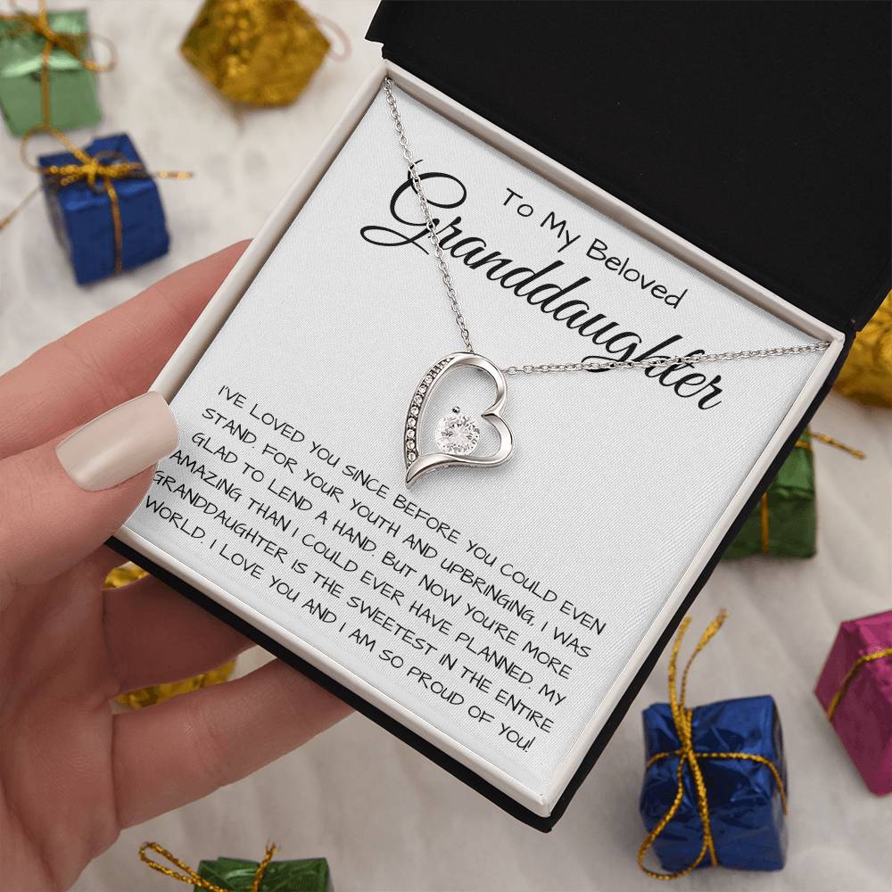 To My Beloved Granddaughter Forever Love Necklace I Was Glad To Lend A Hand Forever Love Necklace