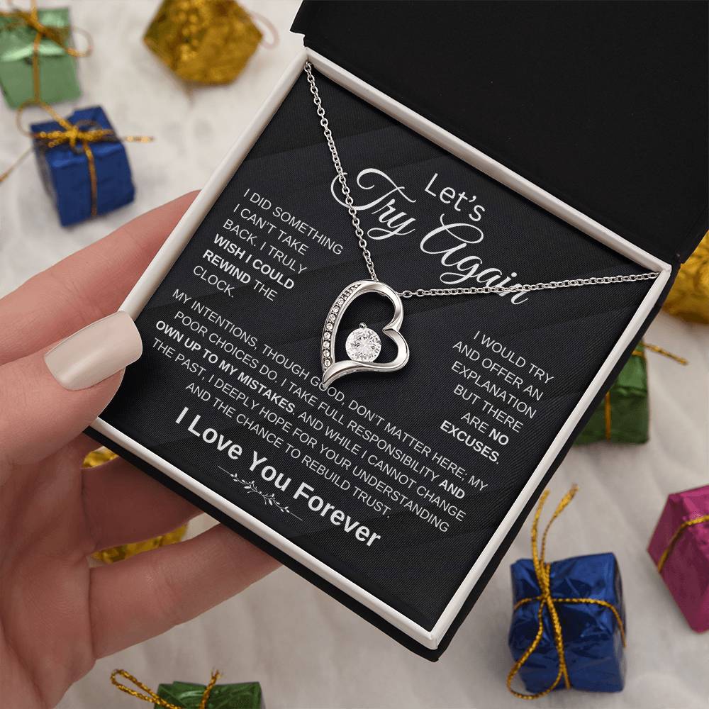 Let'S Try Again Forgive Me Forgifor Ever Love Necklace Wife Soulmate Girlfriend Forever Love Necklace