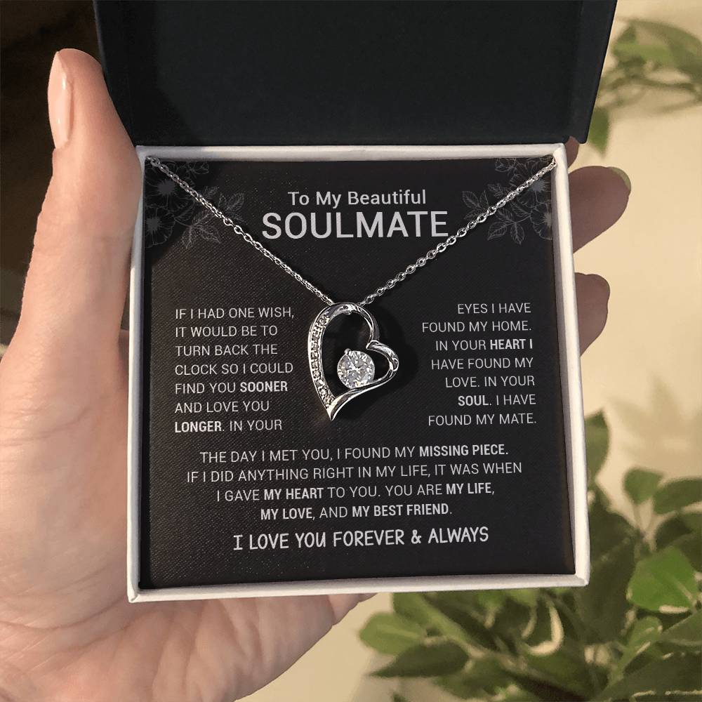 To My Beautiful Soulmate I Have Found My Mate Black Version Forever Love Necklace Forever Love Necklace