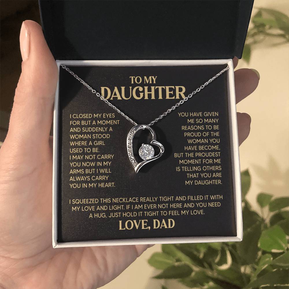 Daughter Heart Necklace Love Dad Forever Love Necklace