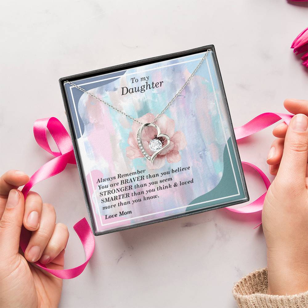 To My Daughter To My Daughter Birthstone Necklace Father To Daughter Birthday Gift Forever Love Necklace