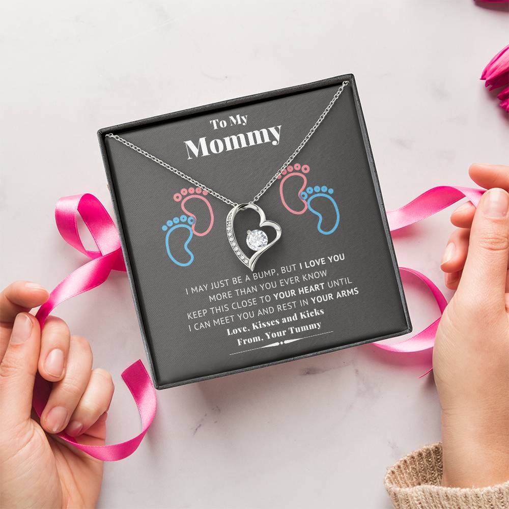 To My Mommy Love Kisses And Kieks From Your Tummy - New Mommy Necklace Forever Love Necklace