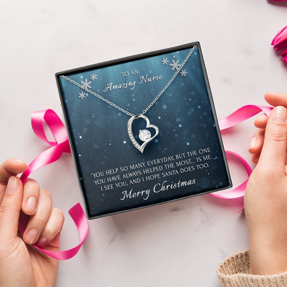 Merry Christmas To An Amazing Nurse 14K Gold Necklace Forever Love Necklace