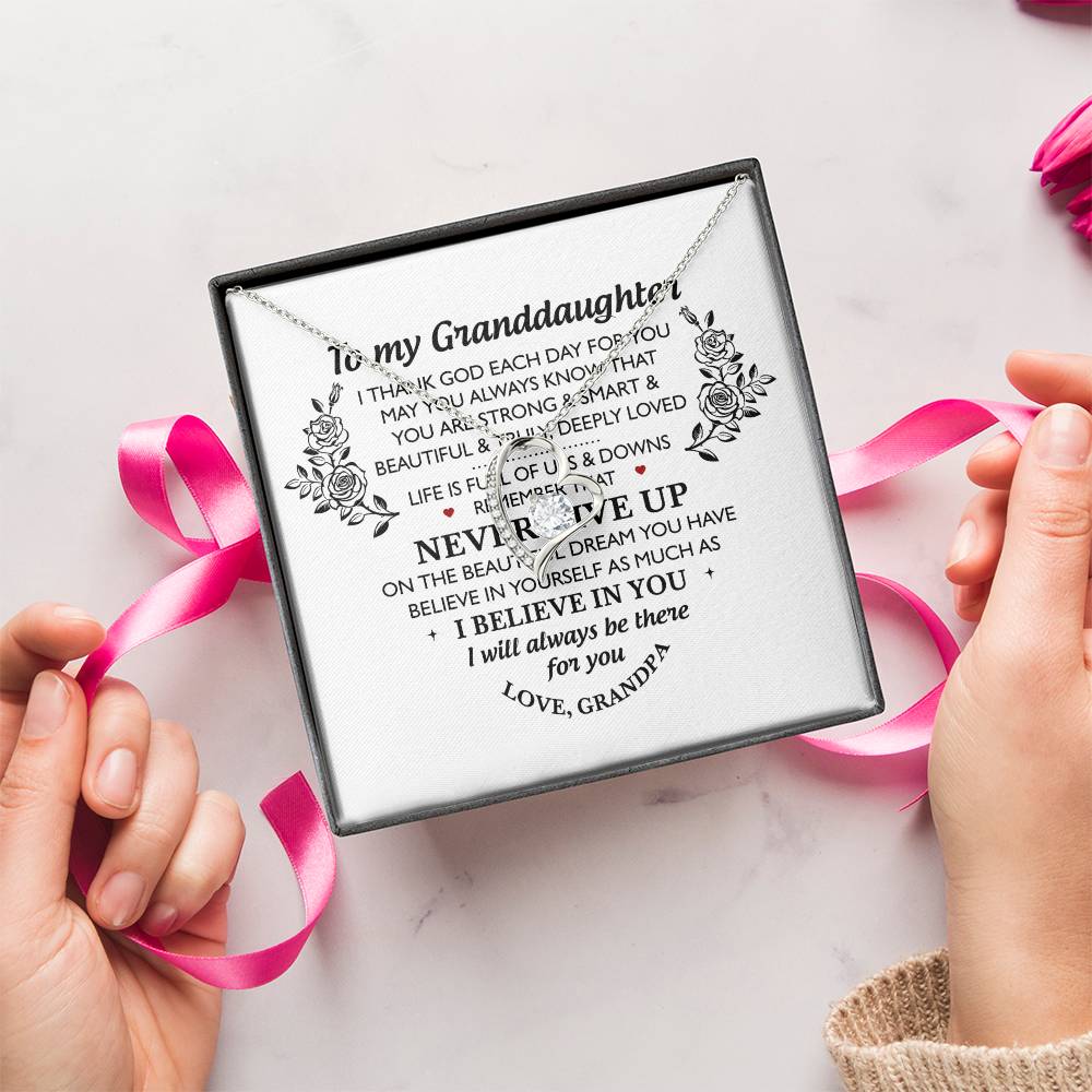 To My Granddaughter - I Will Always Be There For You Grandpa - Granddaughter Necklace Granddaughter Forever Love Necklace