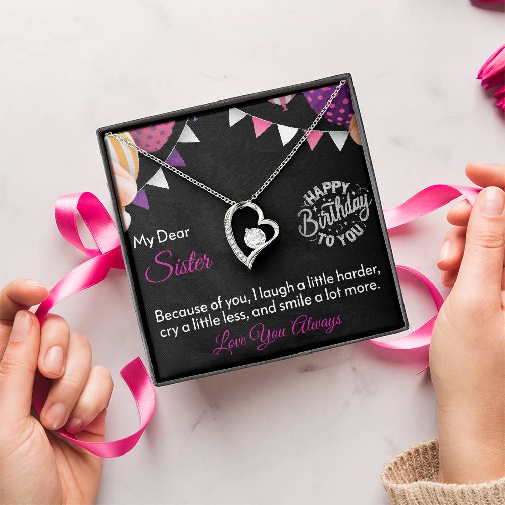 My Dear Sister Happy Birthday 925 Sterling Silver Pendant 1 Forever Love Necklace