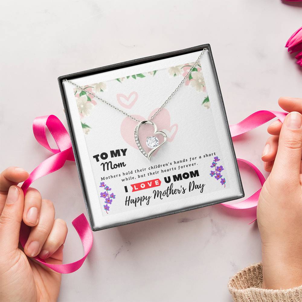 To Mom -14K White Gold Necklace - Mother's Day Gift Forever Love Necklace