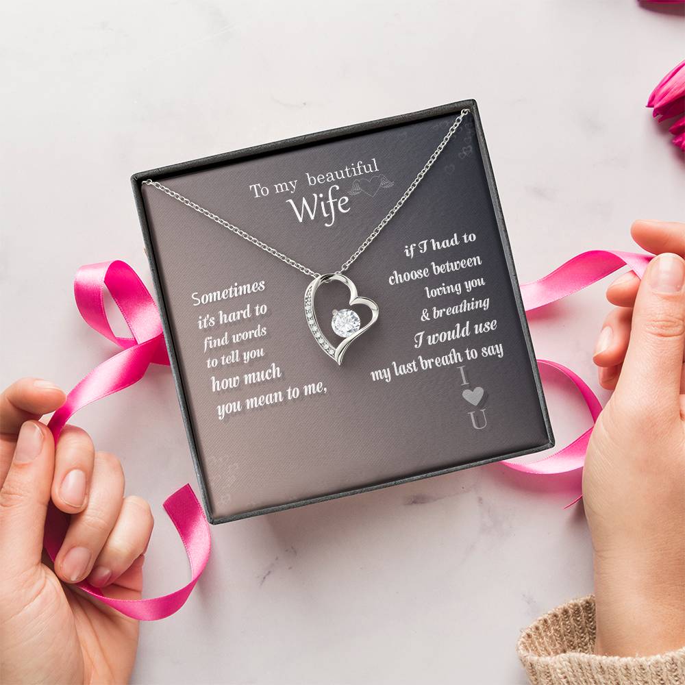 To My Beautiful Wife Anniversary Necklace For Wife 14k White Gold And 18k Yellow Gold 1 Forever Love Necklace