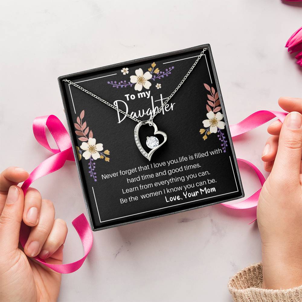 Daughter Gift Necklace Daughter Birthday Gift Gift For Daughter Daughter Jewelry To My Badass Daughter Mother's Day Forever Love Necklace