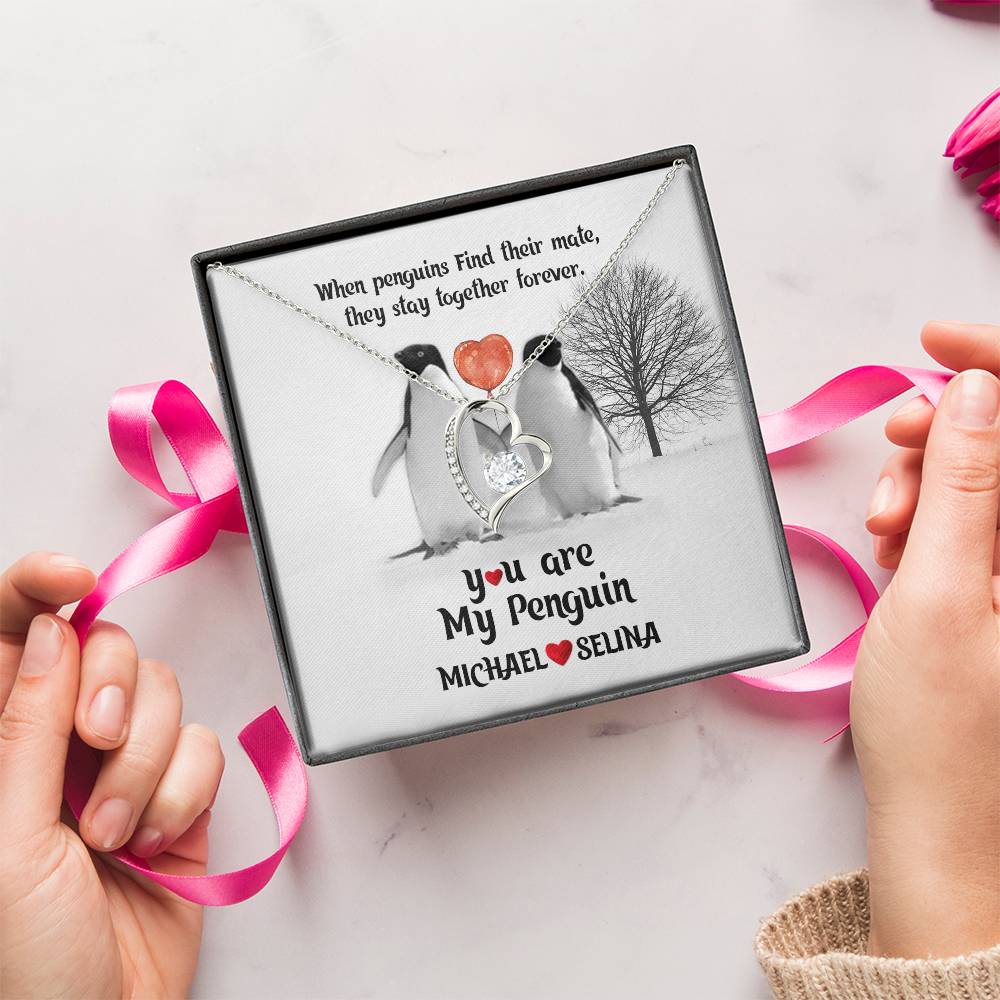 Girlfriend Necklace Adorable Necklace Couple Necklace Penguin Necklace You Are My Penguin You're My Penguin Wife Gift Penguin Jewelry Forever Love Necklace