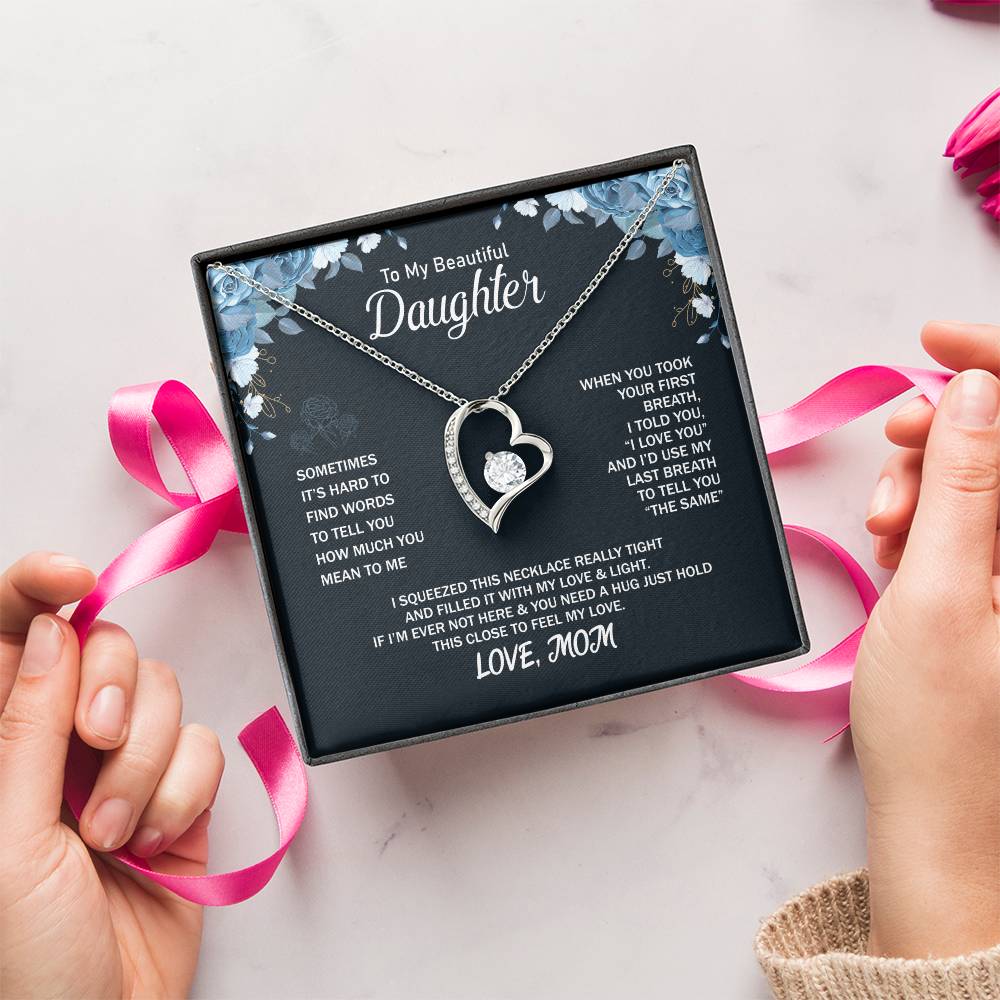 To My Daughter Beautiful Chapters Forever Love Necklace Daughter Necklace Gift For Daughter Xmas Christmas Daughter Gift From Mom Forever Love Necklace