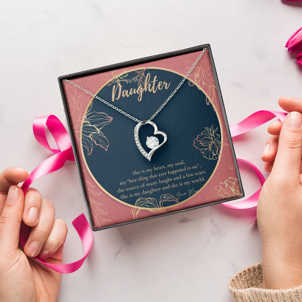 To My Daughter Necklace - Daughter Gift - To My Daughter Necklace From Mom - Gift For Daughter From Mom Forever Love Necklace