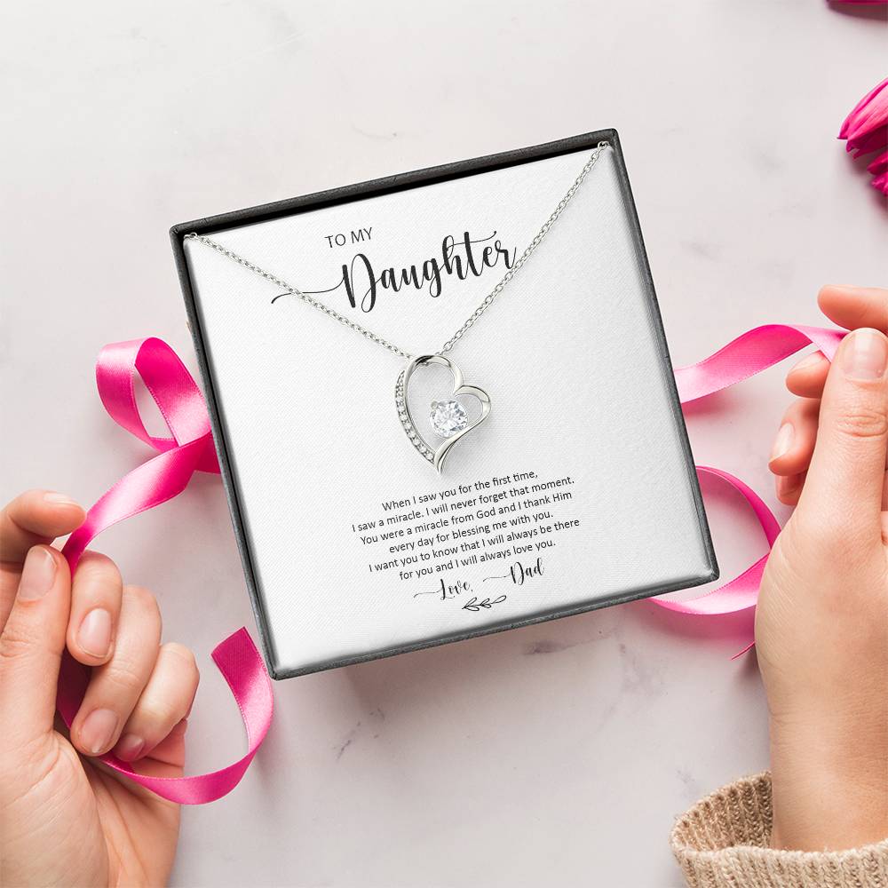 To My Daughter Who's A Miracle From God Necklace From Dad Forever Love Necklace