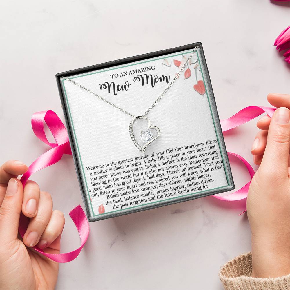 To An Amazing New Mom Welcome To The Greatest Journey Of Your Life Forever Love Necklace