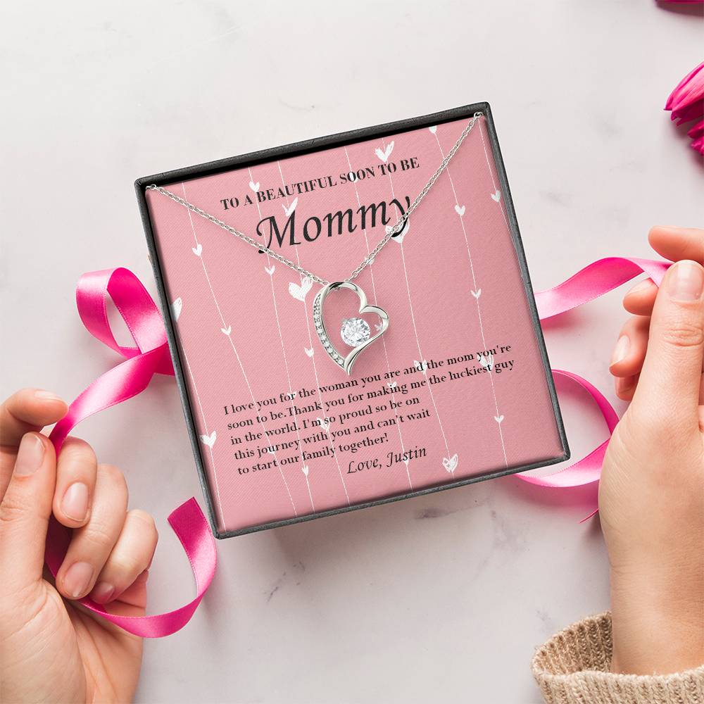 Mom To Be Valentine's Necklace From Justin First Time Mommy Soon To Be Mother Jewelry Pregnant Valentine's Present Forever Love Necklace