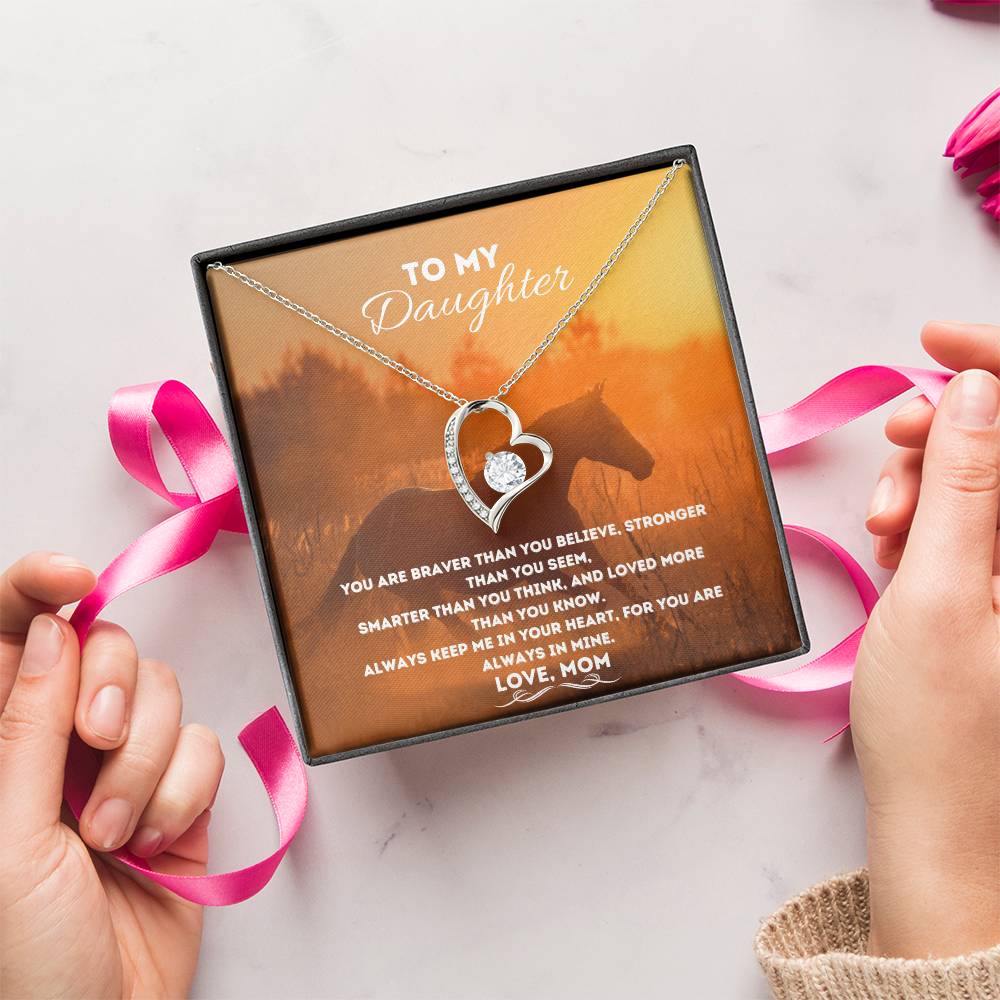 Mom To Daughter Gift You Are Braver Than You Believe To My Daughter Horse Lover Gift Horse Necklace Horse Jewelry For Girl Forever Love Necklace