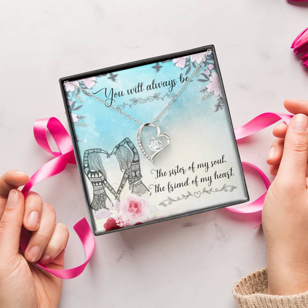 My Little Sister Two Hearts Necklace Loving Sister Gift Chain Funny Sister Present Forever Love Necklace