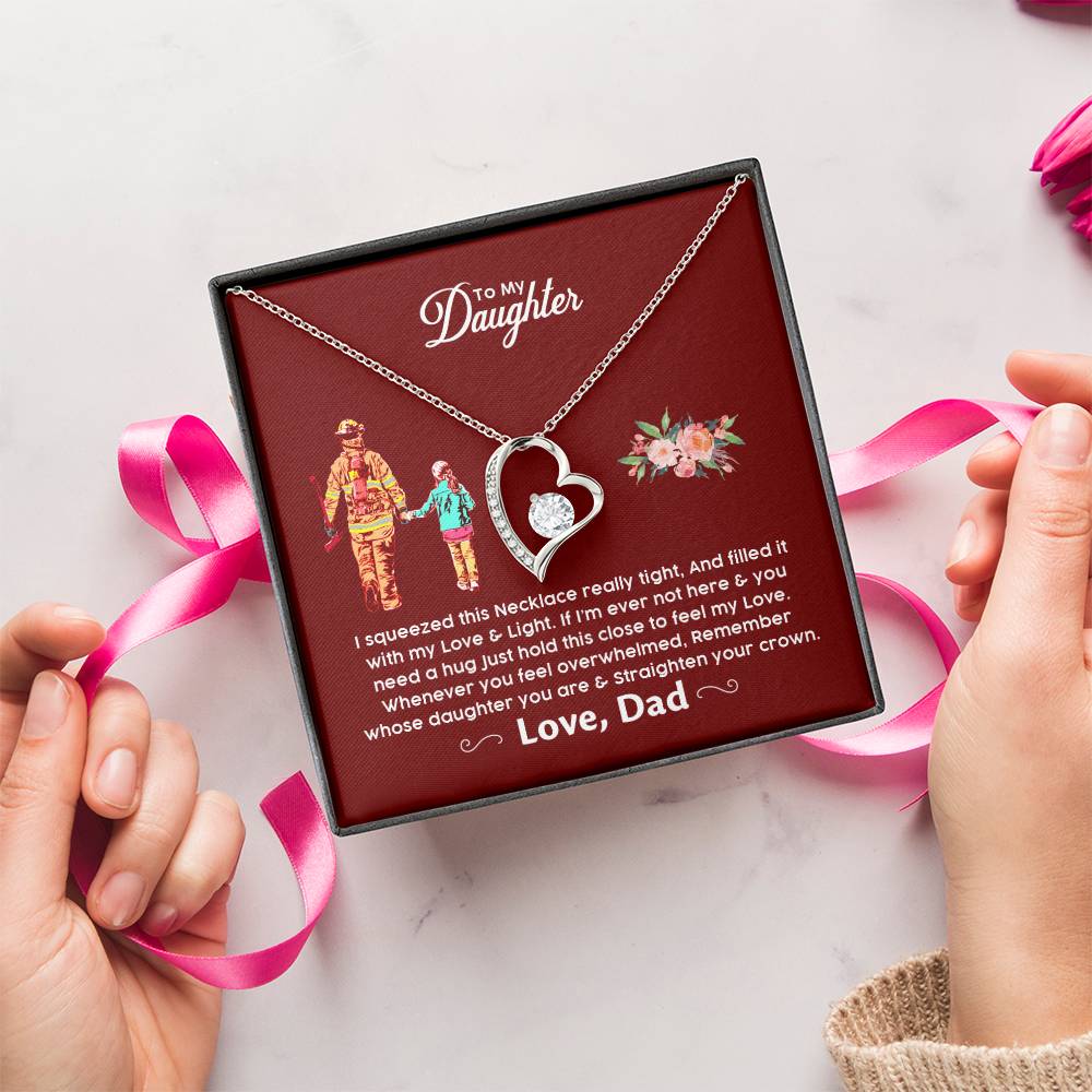 Firefighter's Daughter Gift For Daughter From Firefighter Dad Firefighter Daughter Necklace Forever Love Necklace