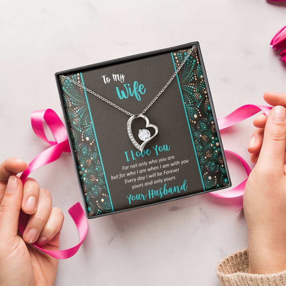 To My Wife - I Love You - 925 Sterling Silver Pendant Forever Love Necklace