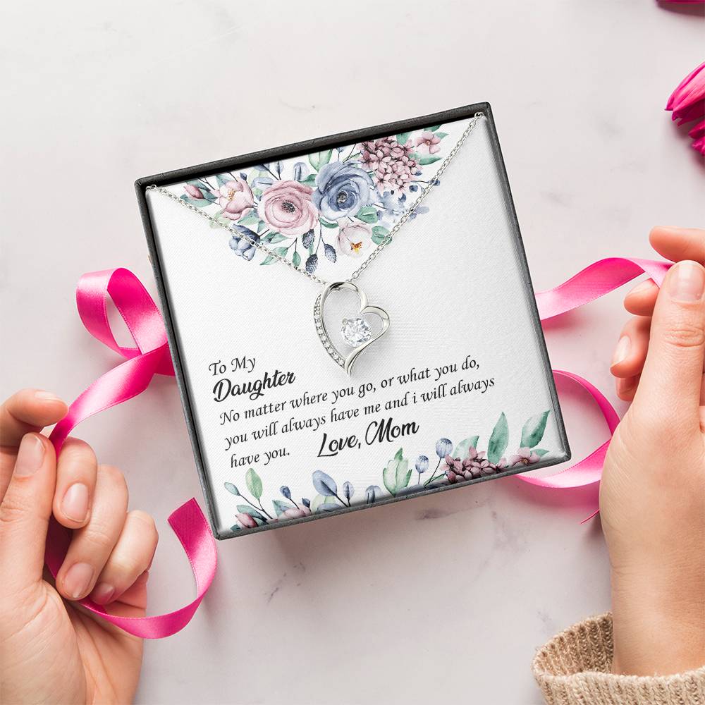 To My Daughter I Will Be Here For You Forever Love Necklace - Mother Daughter Necklace Mother To Daughter Birthday Gift Gifts To Daughter Forever Love Necklace