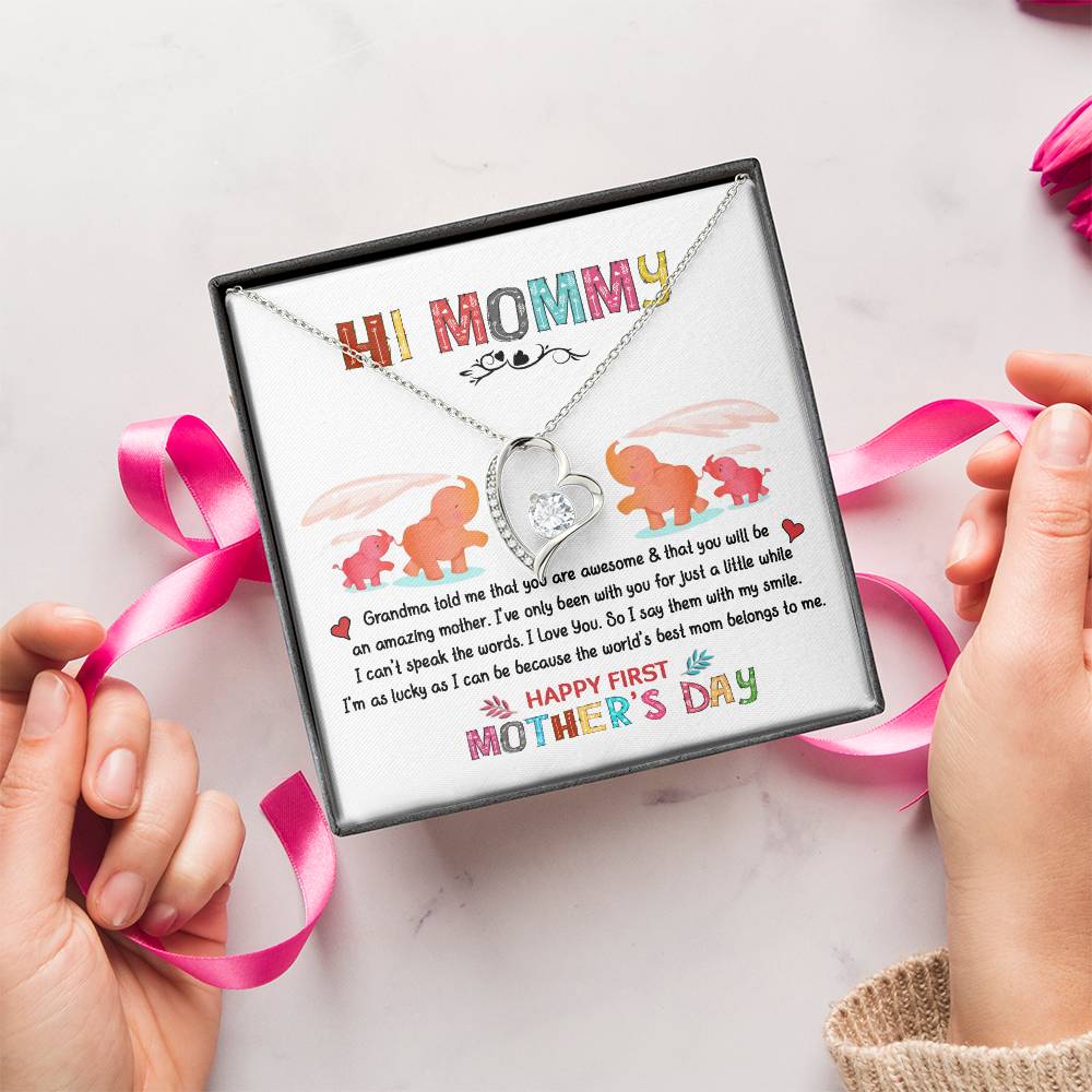 Hi Mommy Grandma Told Me That You Are Awesome Happy Mothers Day Mom Gifts From Daughter Gift For Mom From Daughter Forever Love Necklace