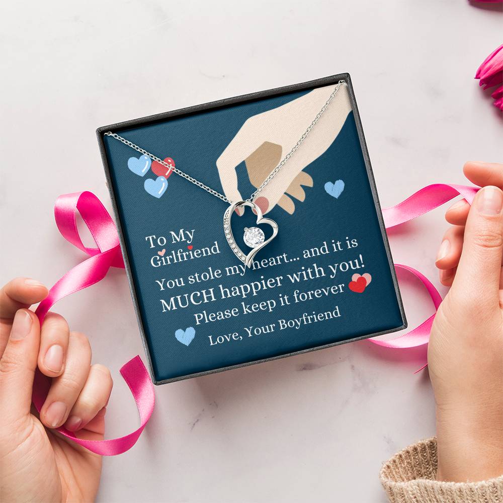 To My Girlfriend You Stole My Heart Necklace Forever Love Necklace