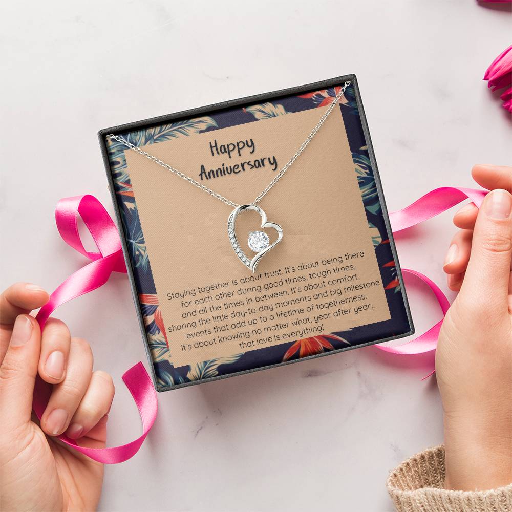 Anniversary Gift Love Is Everything 14K White Gold Or 18K Yellow Gold Finish Pendant Necklace Forever Love Necklace