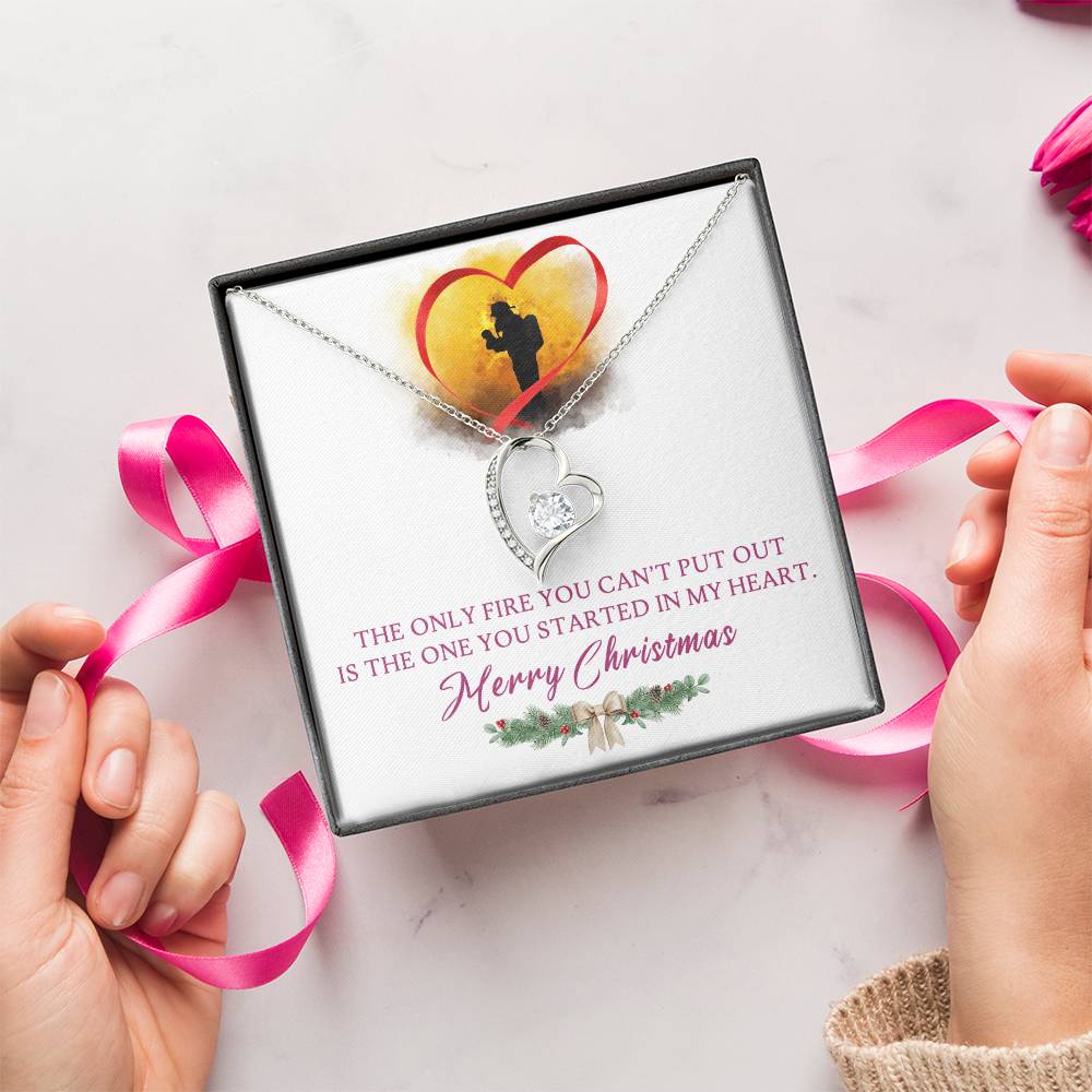 Merry Christmas To My Firefighter 14k Gold Necklace Forever Love Necklace