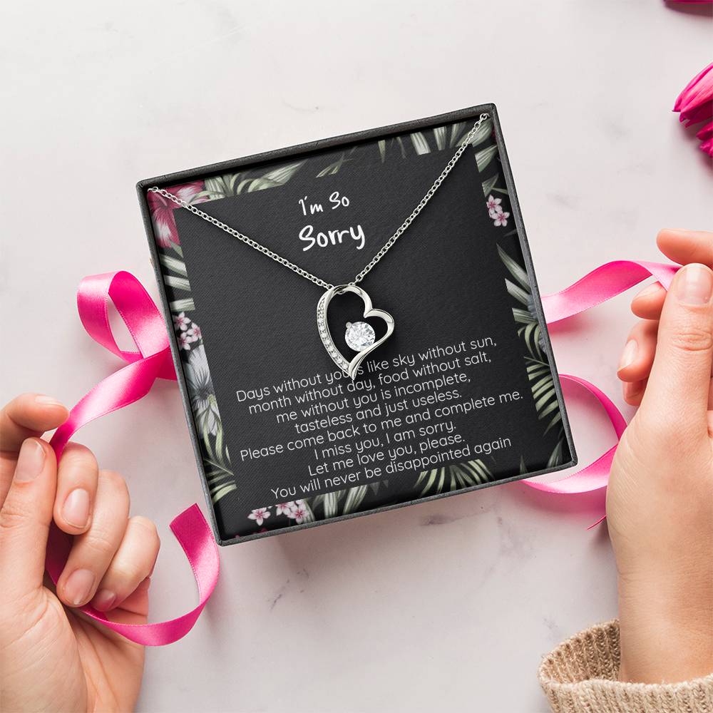 I'm Sorry Apology Gift White Gold Or Yellow Gold Finish Cz Crystal Pendant Necklace Forever Love Necklace