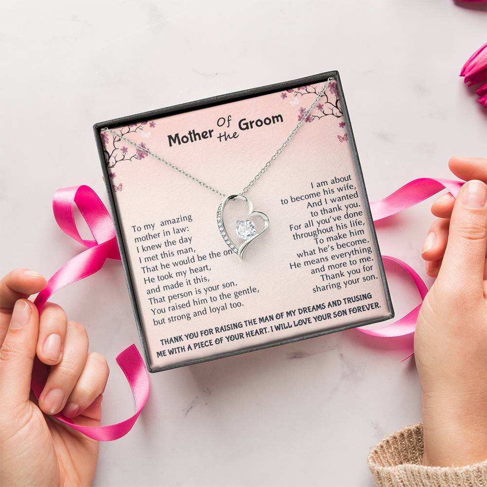 Mother Of The Groom Wedding Gift Bridal Party Rehearsal Dinner Man Of My Dreams Parent Of Groom Bridal Shower Christmas Gifts Forever Love Necklace