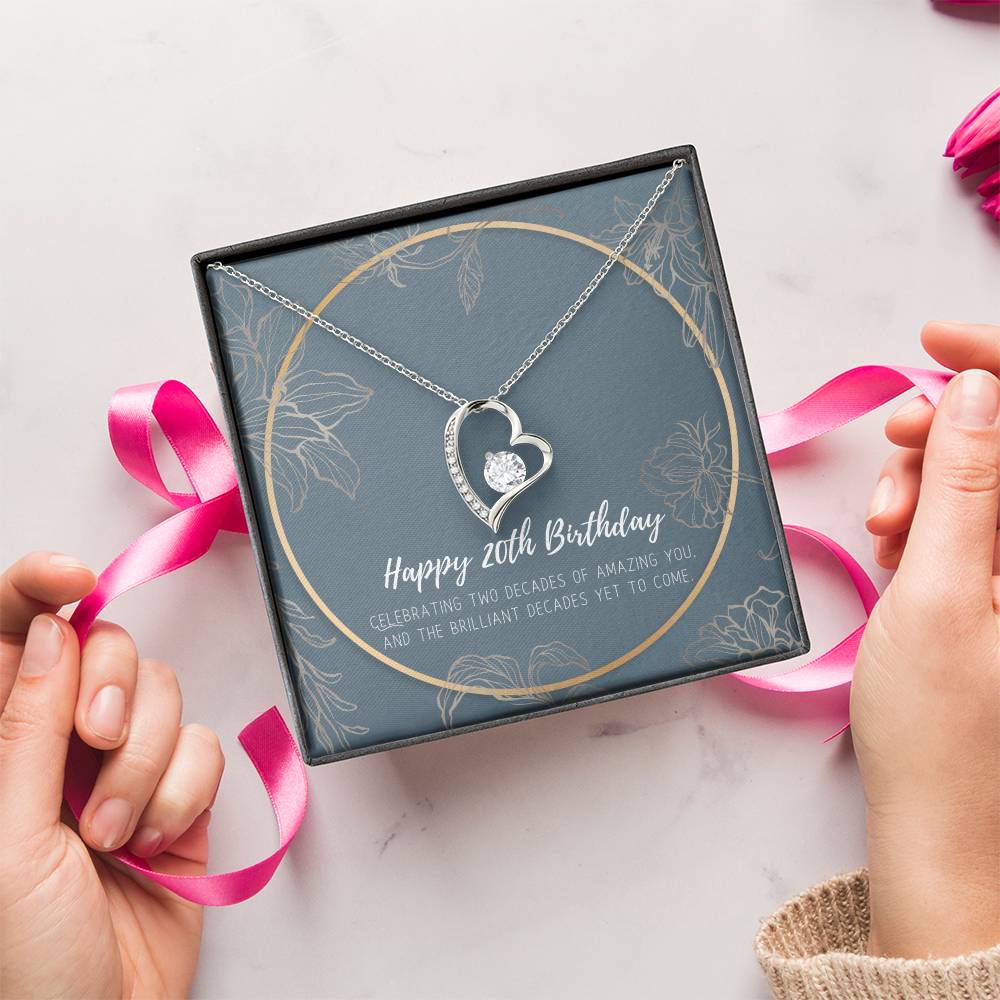 20th Birthday Gifts For Women Necklace For Her 2 Decade Jewelry 20 Years Old 20th Birthday Gift Necklace Forever Love Necklace