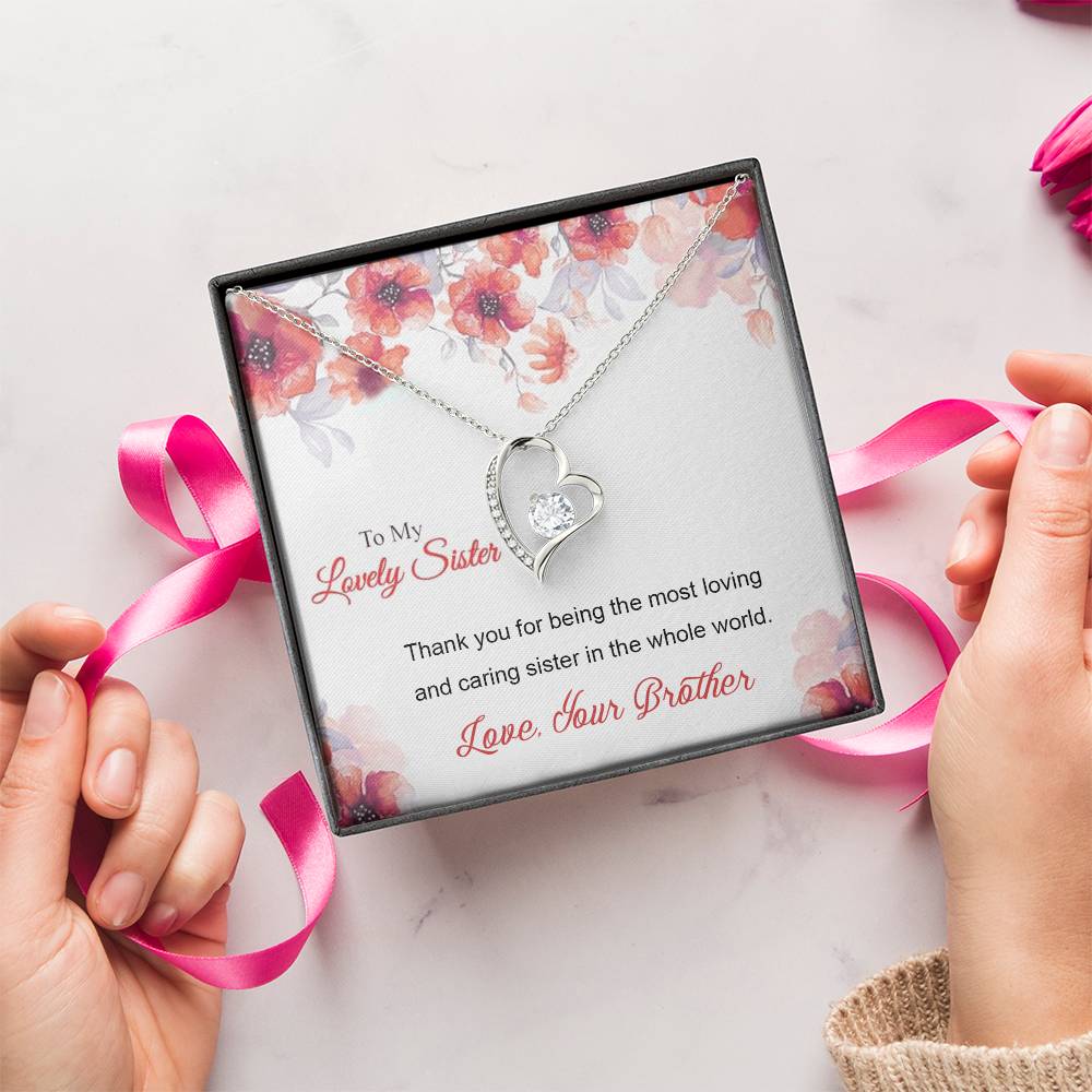 To My Lovely Sister - 92.5 Sterling Silver Pendant Forever Love Necklace
