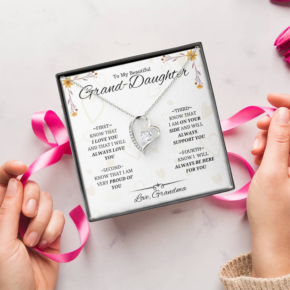To Granddaughterfour Things To Remembercrystal In Heart Necklacefrom Grandma 1 Forever Love Necklace