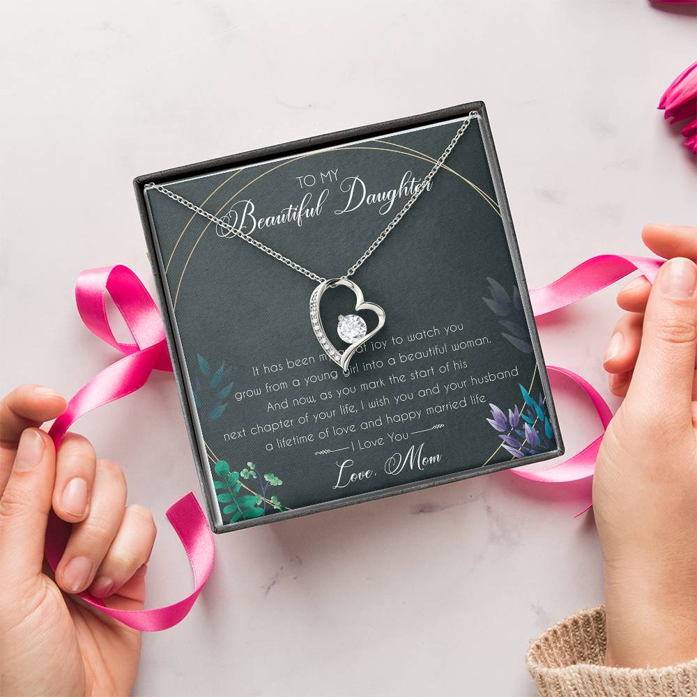 To My Beautiful Daughter Birthday Message Card Gift From Mom Mom To Daughter Gift Mom And Daughter Always Remember Forever Love Necklace