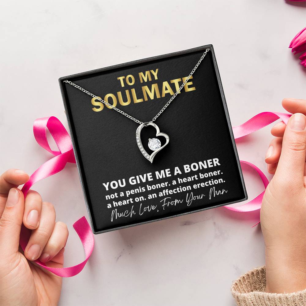 This Dazzling Forever Love Necklace ♥ You Give Me A Heart Boner An Affection Erection Pendant Necklace Funny & Sarcastic Love For Her Mature Gift Forever Love Necklace