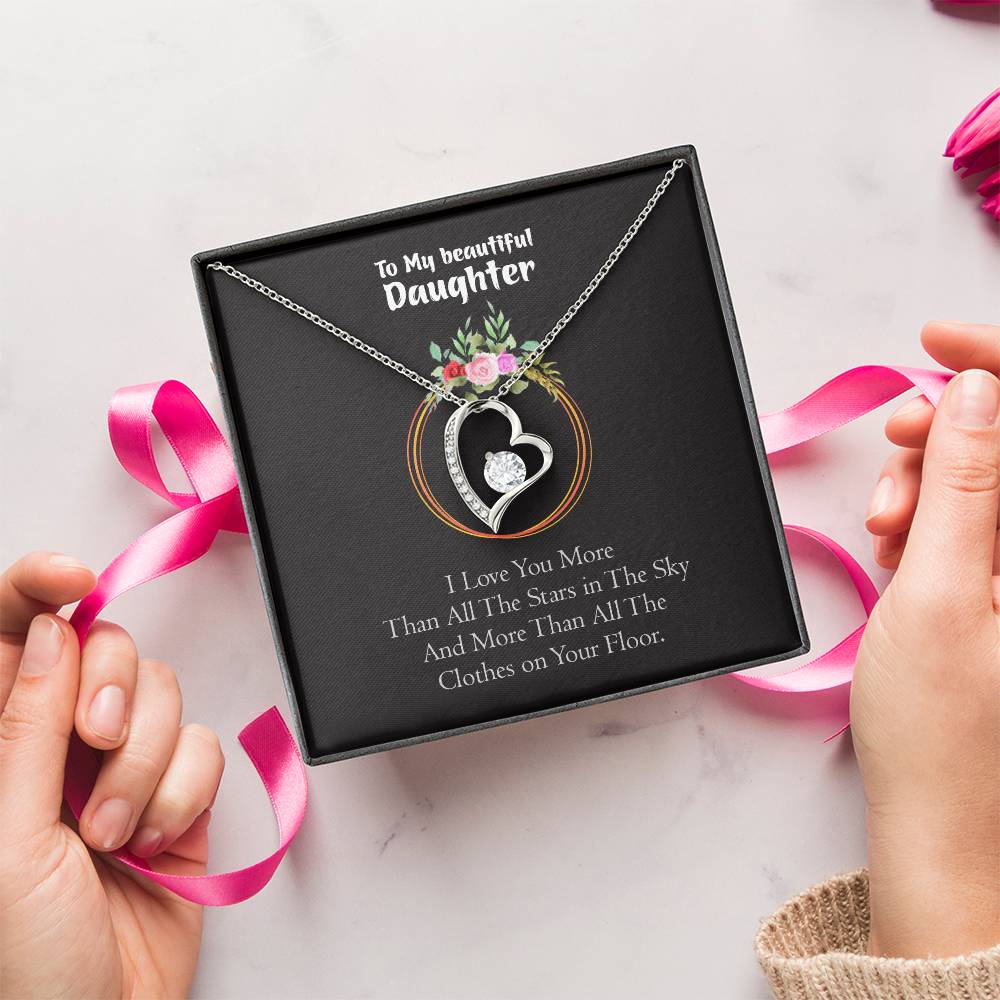 To My Daughter I Love You More Mom Daughter Necklace From Mom Valentine's Mother's Day Daughter Birthday Gift Daughter Graduation Gift For Daughter Forever Love Necklace