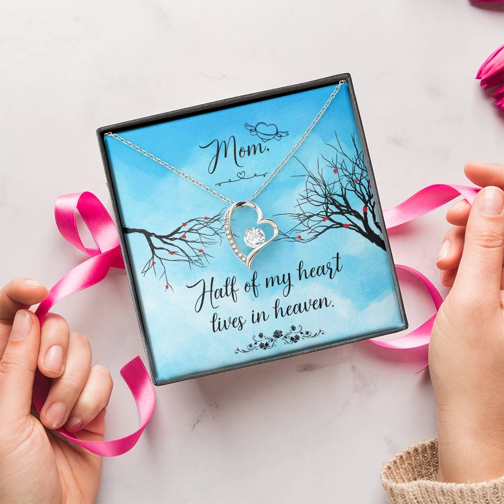 Mom Half Of My H Heart Lives In Heaven Forever Love Necklace