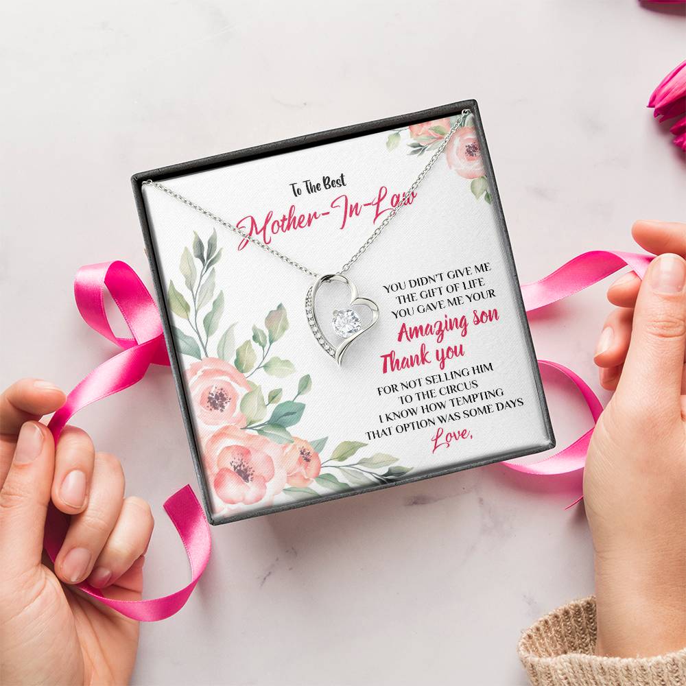 Happy Mother's Day Gift Best Mother In Law Forever Love Necklace