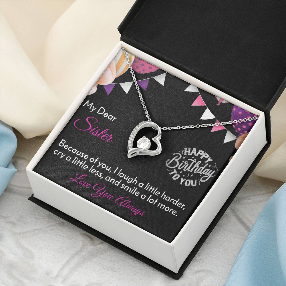 My Dear Sister Happy Birthday 925 Sterling Silver Pendant 1 Forever Love Necklace