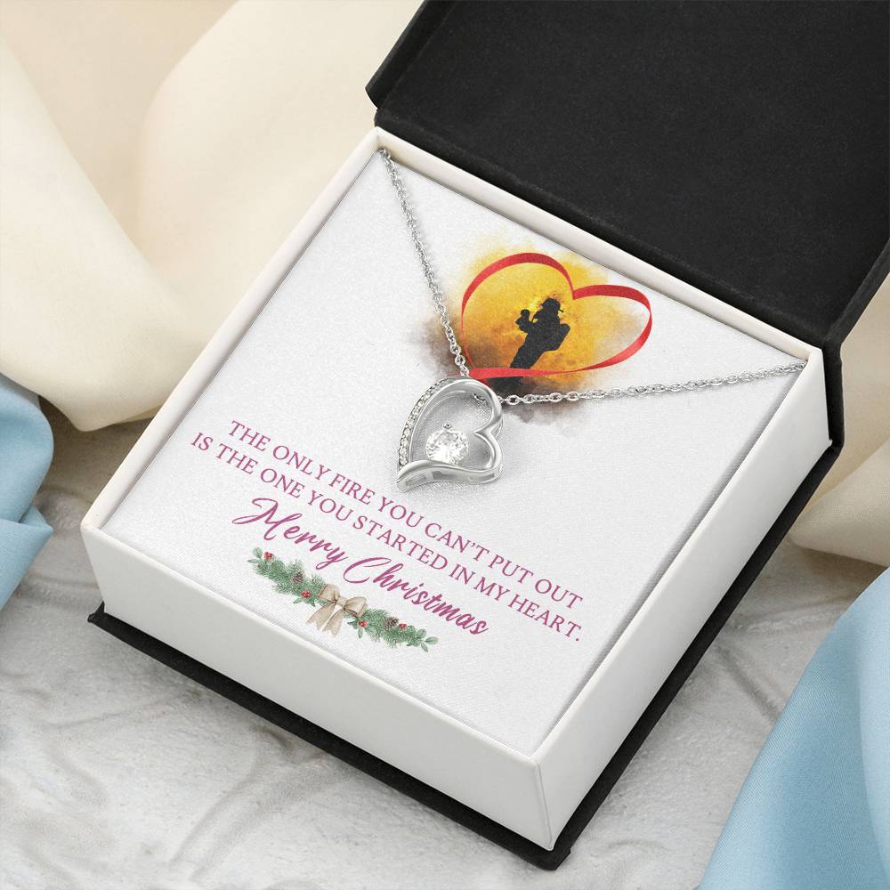 Merry Christmas To My Firefighter 14k Gold Necklace Forever Love Necklace