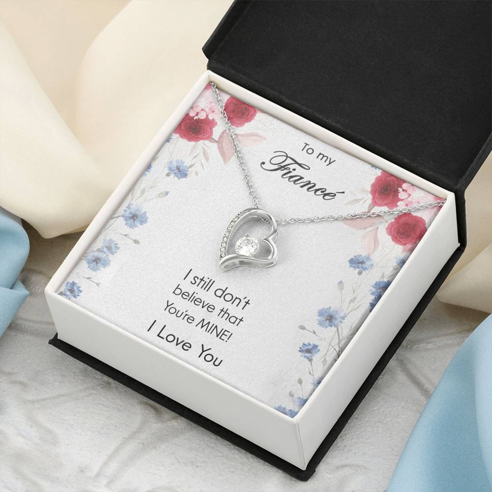 To My Fiance - I Love You - 925 Sterling Silver Pendant Forever Love Necklace